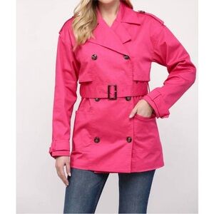 MERONA Vibrant Dusty Pink Water Resistant Jacket Short Trench SZ SM Nanotex EUC